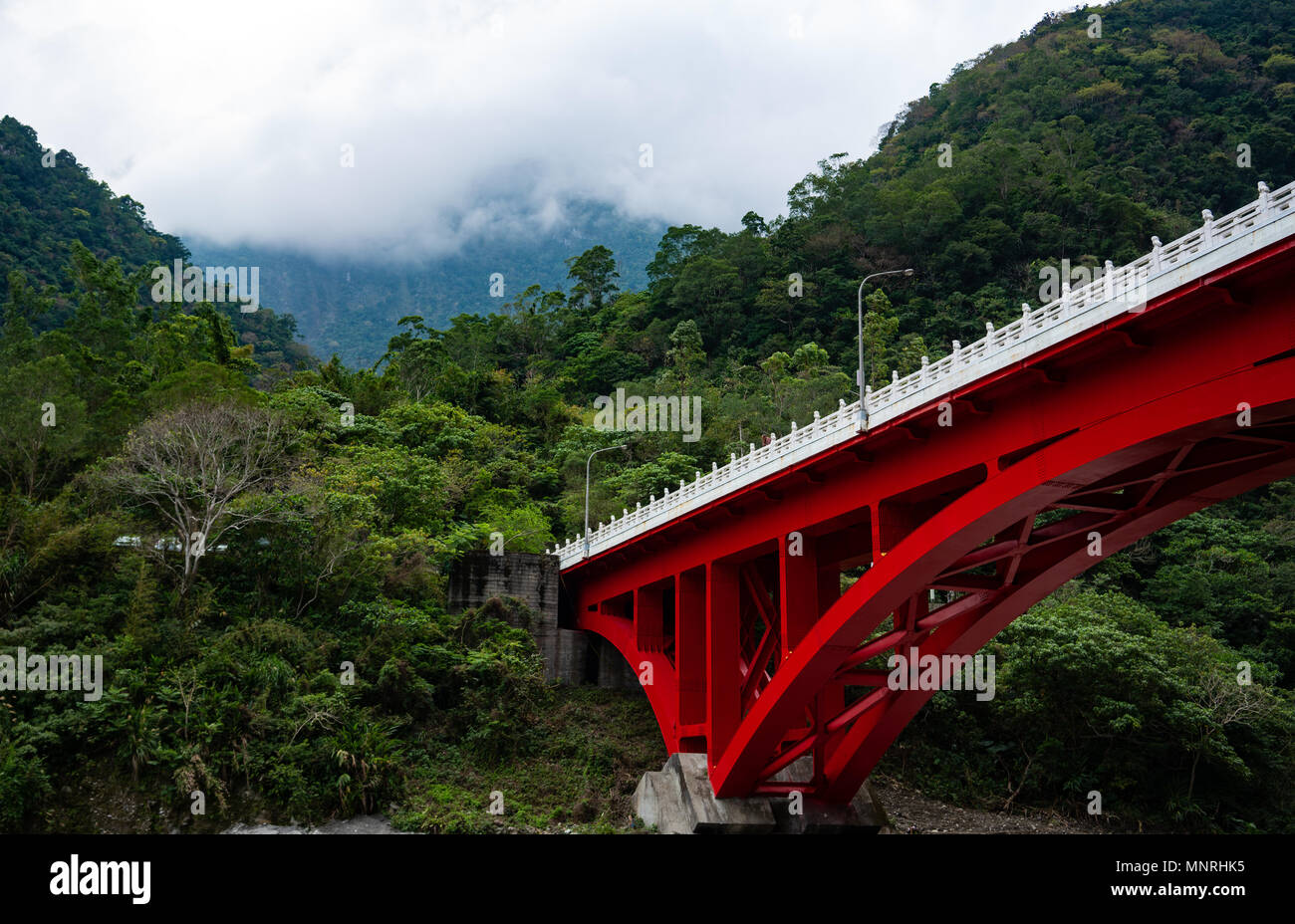 Sakadang bridge and mountain view in taroko gorge national park in Hualien Taiwan Stock Photo