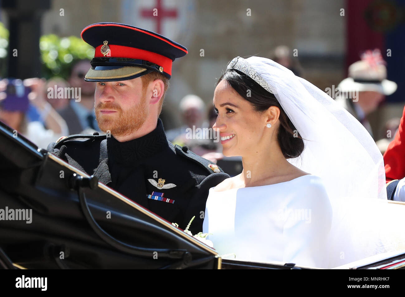 Meghan Markle and Prince Harry leave St Chapel at Windsor