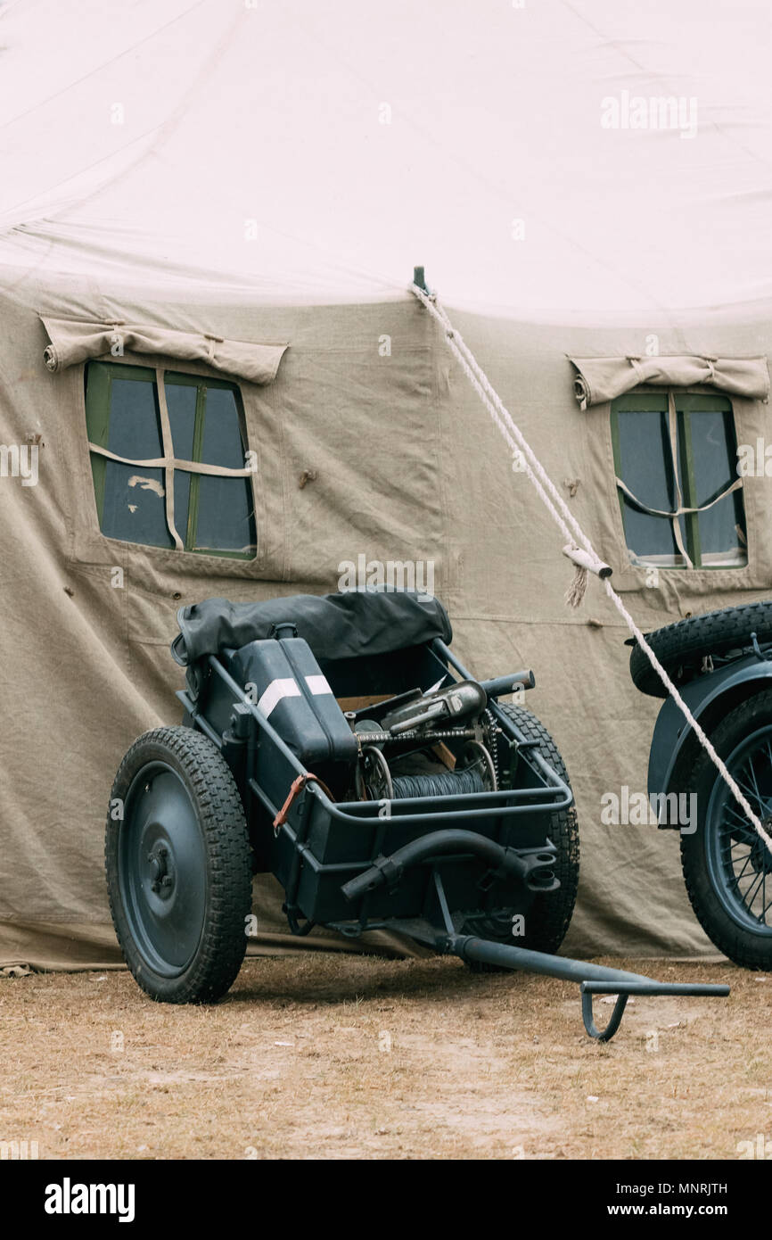Craft infantry trolley troops Wehrmacht gray stands at the military tent  Stock Photo - Alamy