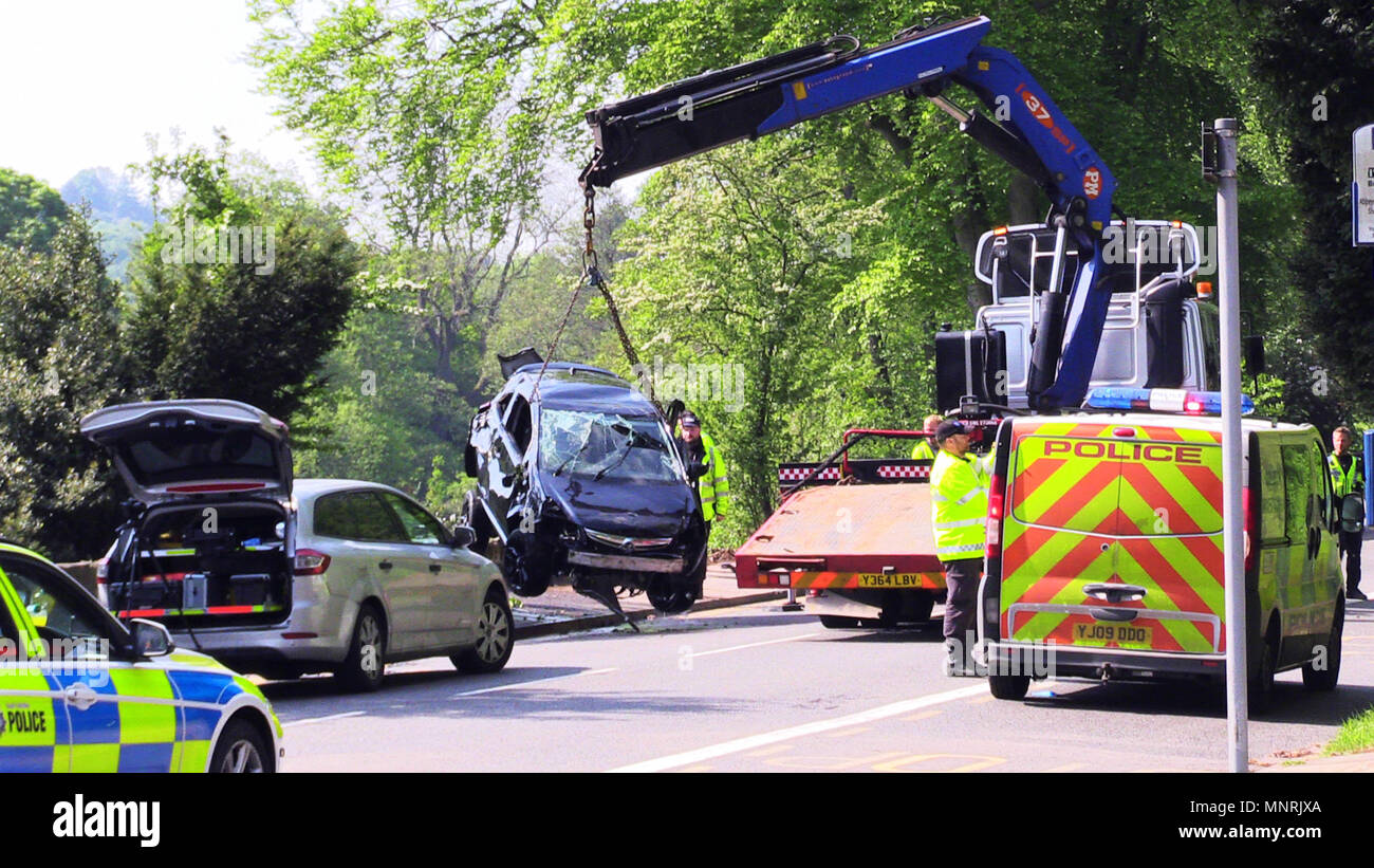 A car being recovered from Mill pond at Abbeydale Industrial Hamlet