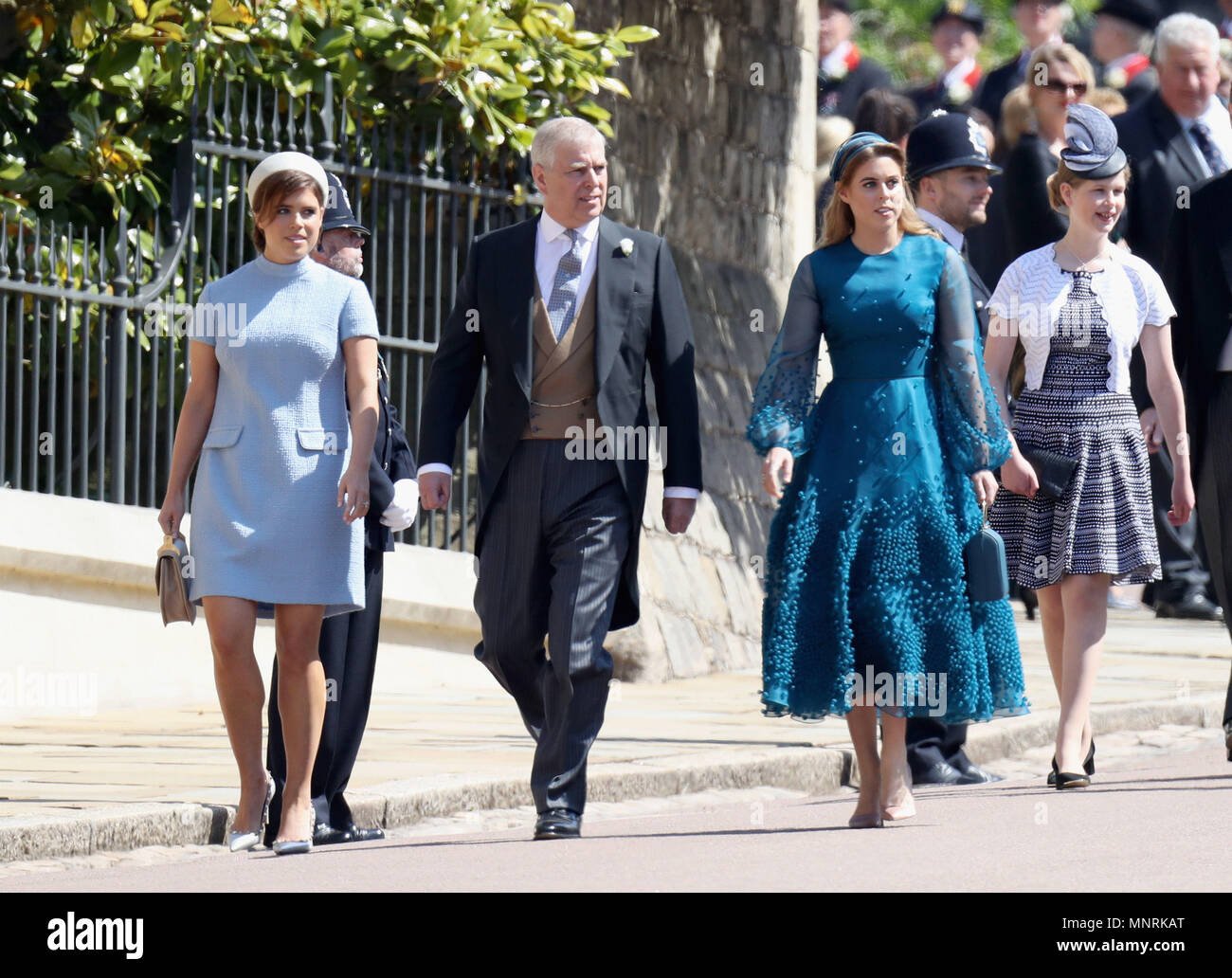 Princess Eugenie the Duke of York and Princess Beatrice arrive at