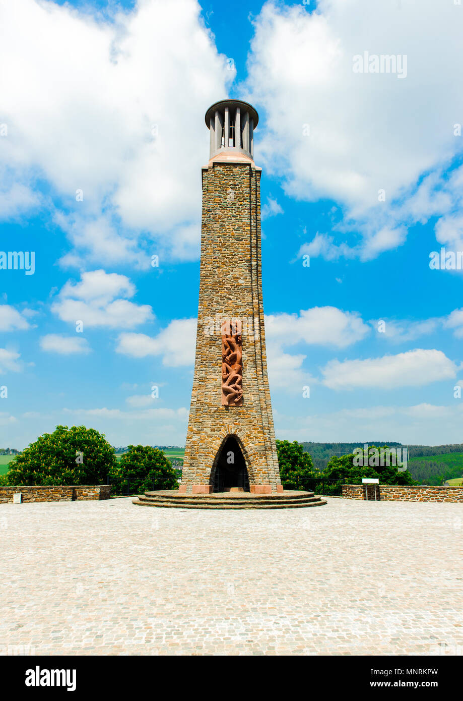 Streikdenkmal monument, Wiltz, Luxembourg. This memorial commemorates the national strike of Luxembourg in 1942. Stock Photo