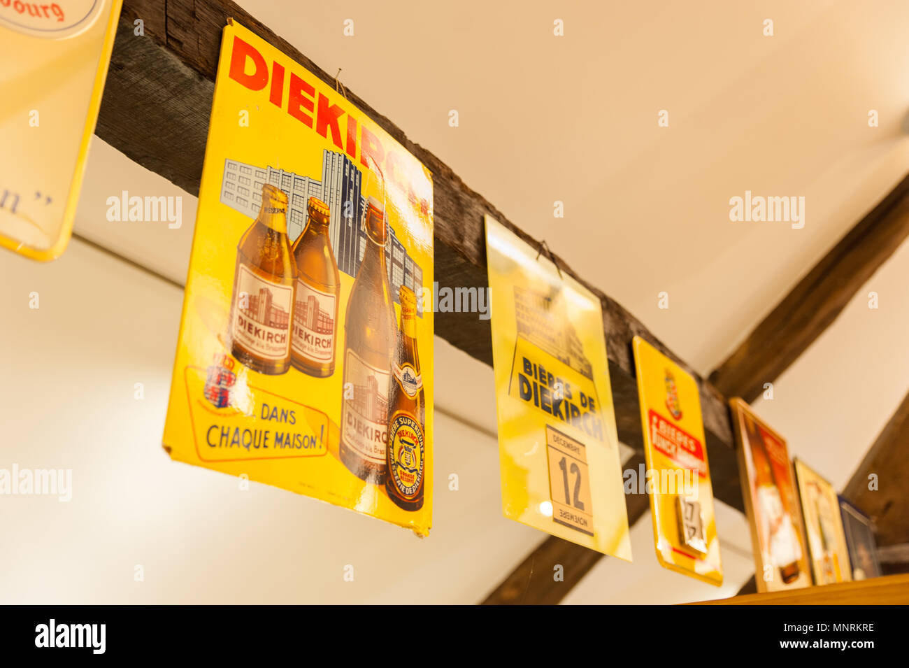 National Brewery Museum, Wiltz, Luxembourg.The exhibits give an overview of 6000 years of history in the manufacture of beer. Stock Photo