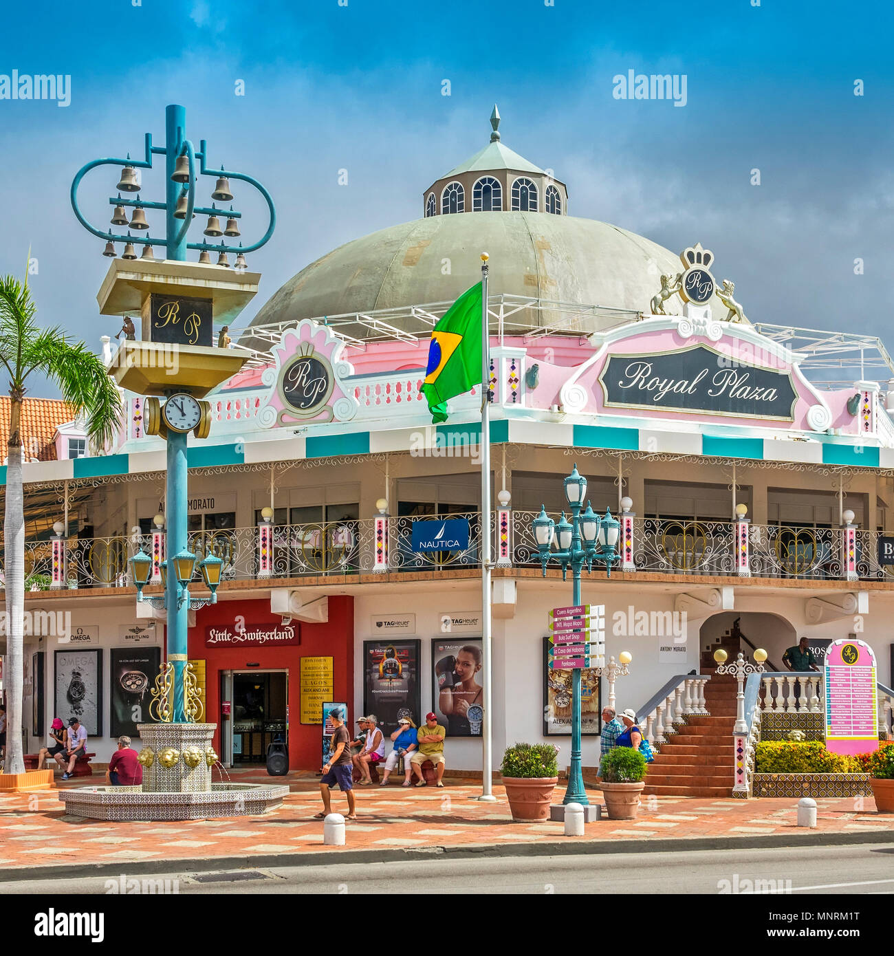 Colourful Buildings, Oranjestad, Aruba, West Indies Stock Photo