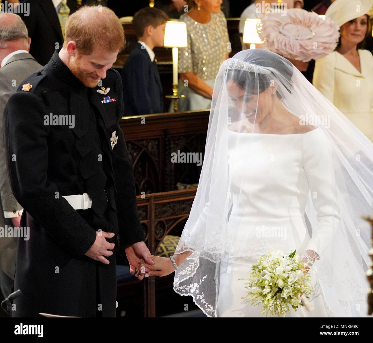 Prince Harry And Meghan Markle During Their Wedding At St George S Chapel Windsor Castle Stock Photo Alamy