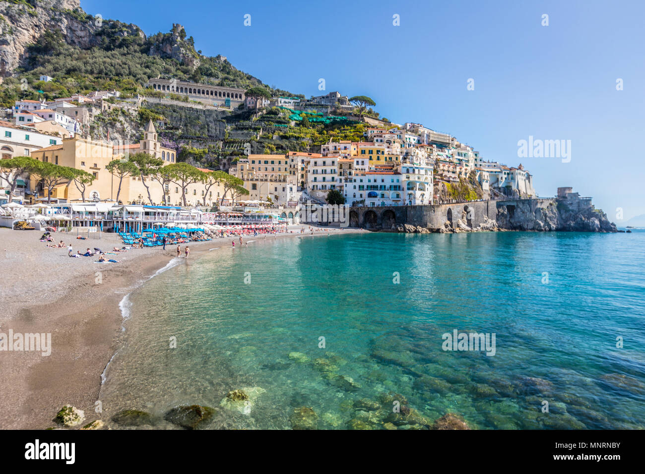 Beach in Amalfi Town in Italy Stock Photo