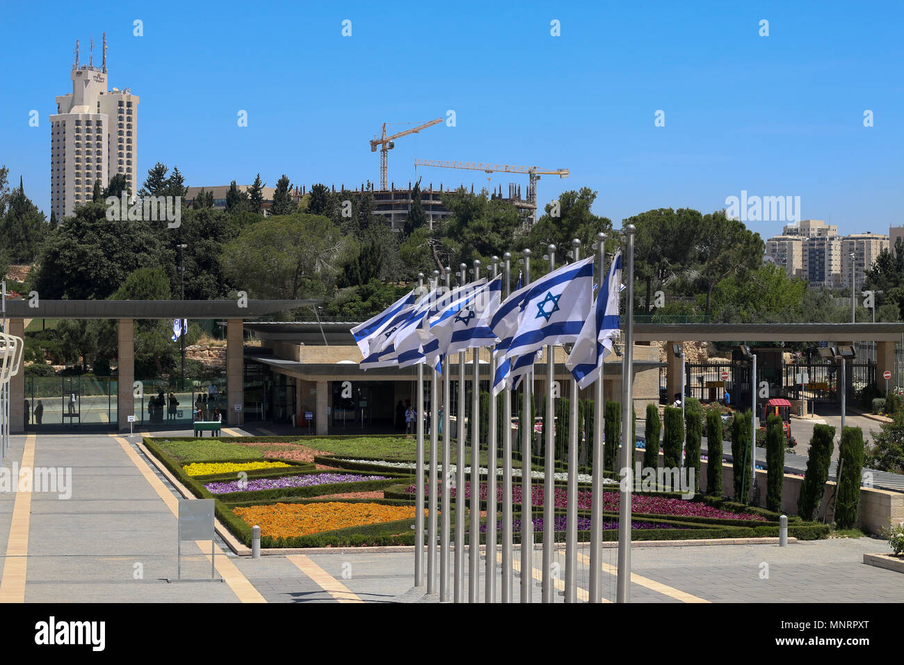 Jerusalem, Israel - May 16, 2018: View of the entrance to the Knesset in Jerusalem, the Israeli parliament. Stock Photo