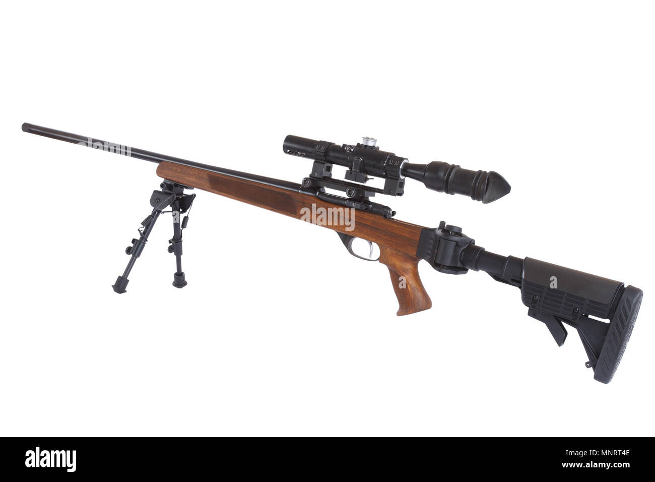 Sniper rifle on bipod isolated on white background Stock Photo - Alamy