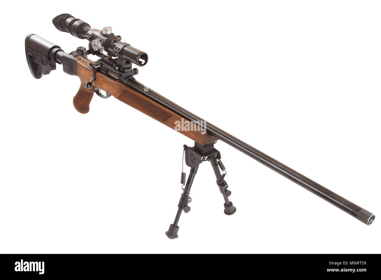 Sniper rifle on bipod isolated on white background Stock Photo - Alamy