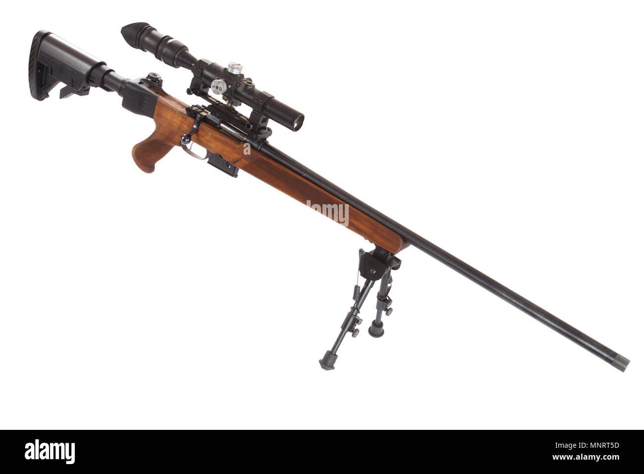 Sniper rifle on bipod isolated on white background Stock Photo - Alamy
