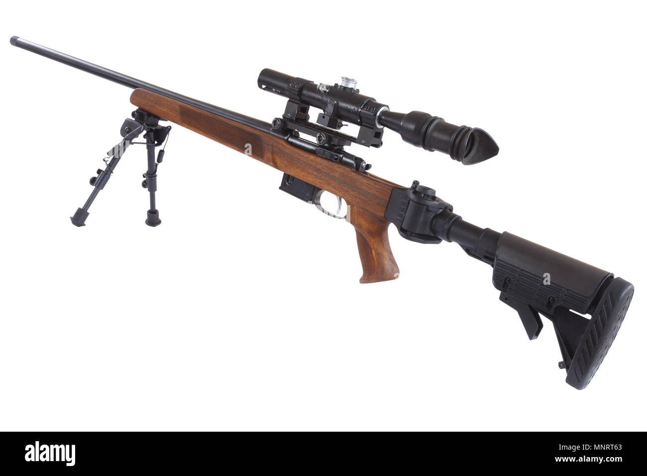 Sniper rifle on bipod isolated on white background Stock Photo - Alamy