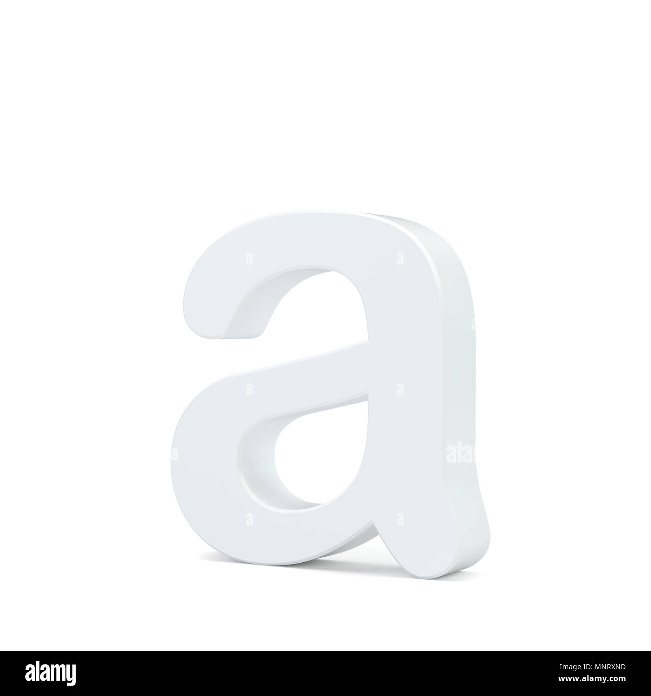White small letter A isolated on white background. 3d rendering Stock Photo