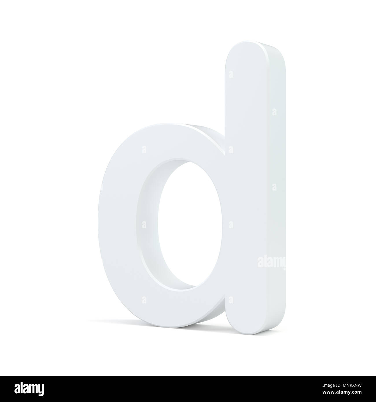 White small letter D isolated on white background. 3d rendering Stock ...