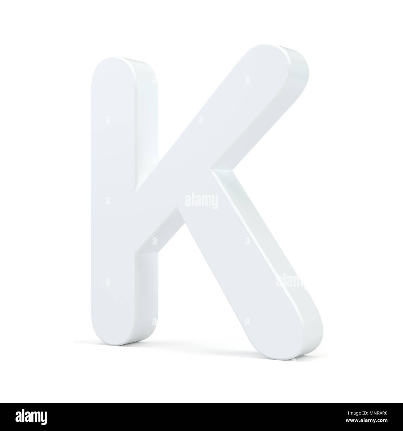 White letter K isolated on white background. 3d rendering Stock Photo