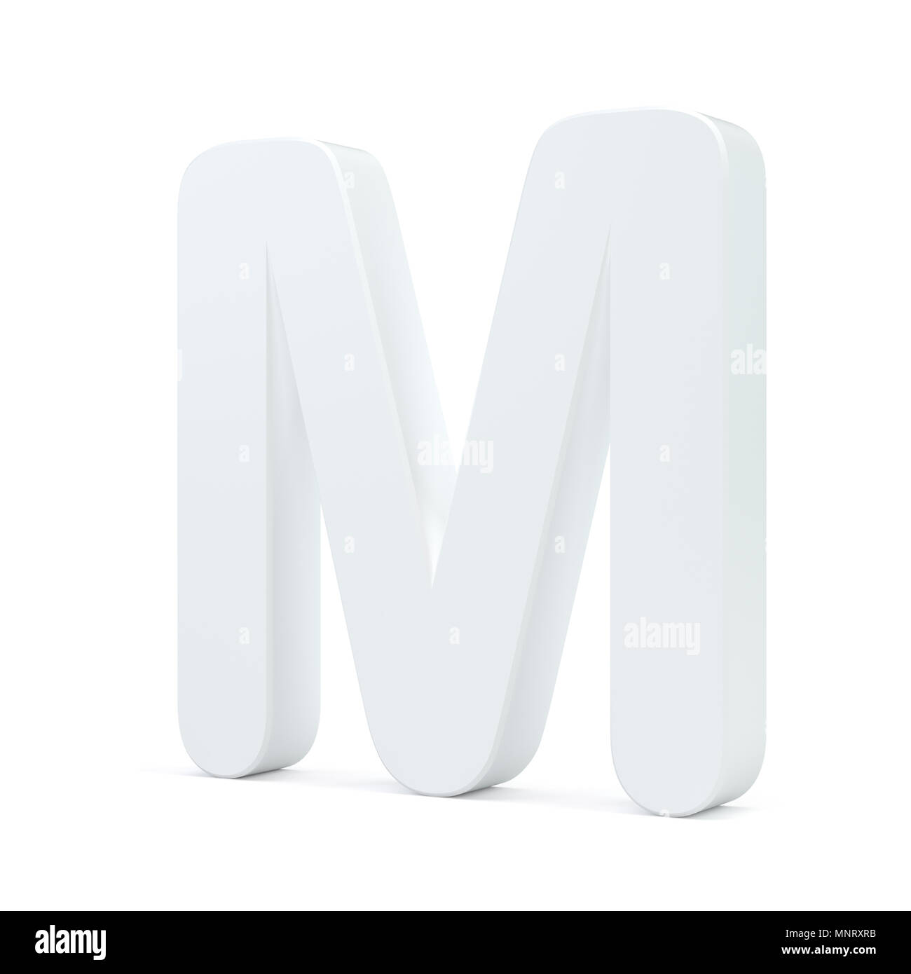 White letter M isolated on white background. 3d rendering Stock Photo