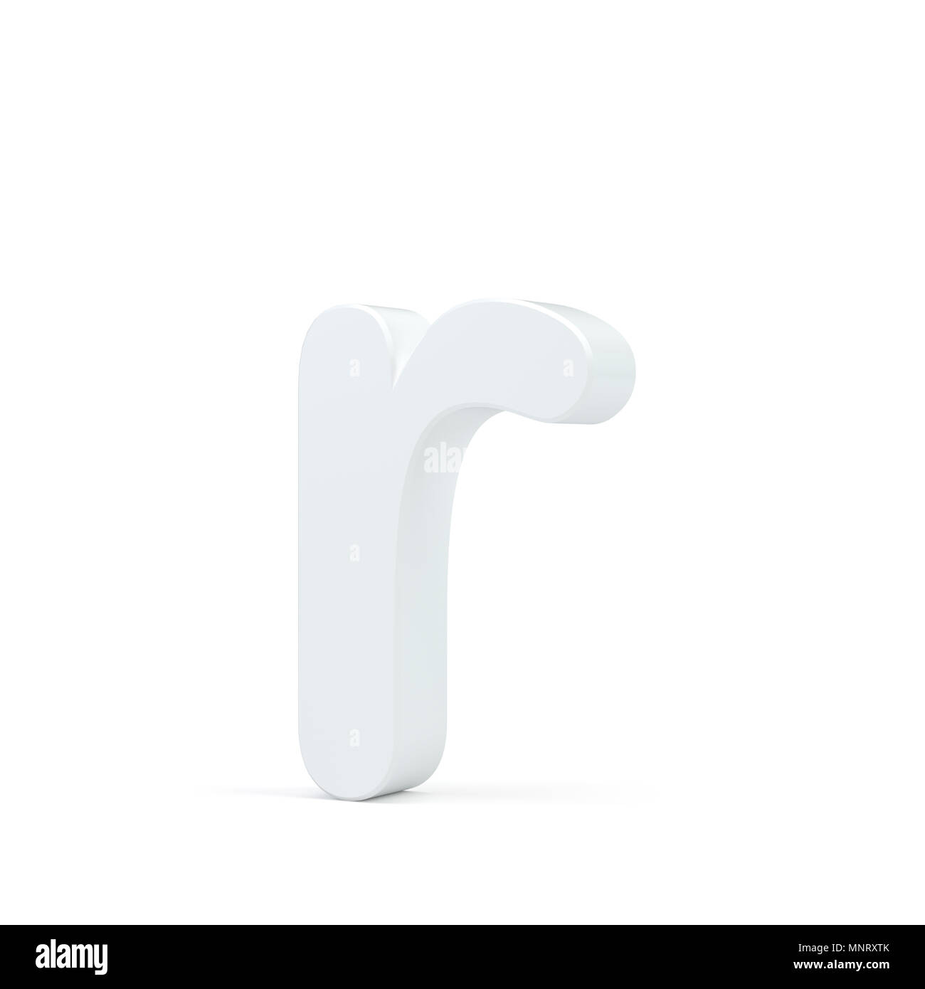 White small letter R isolated on white background. 3d rendering Stock ...