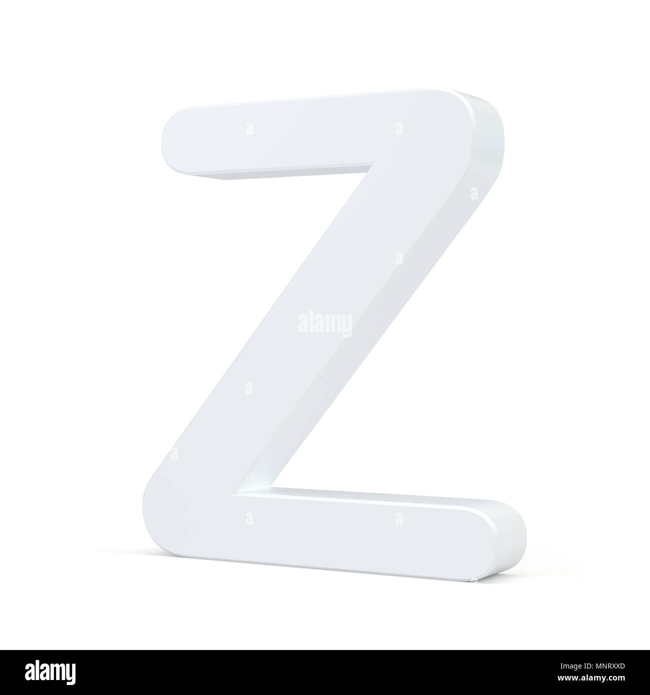 White letter Z isolated on white background. 3d rendering Stock Photo