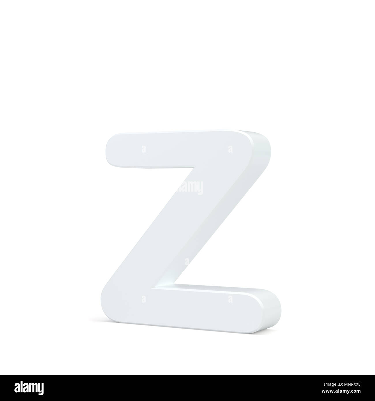 White small letter Z isolated on white background. 3d rendering Stock Photo