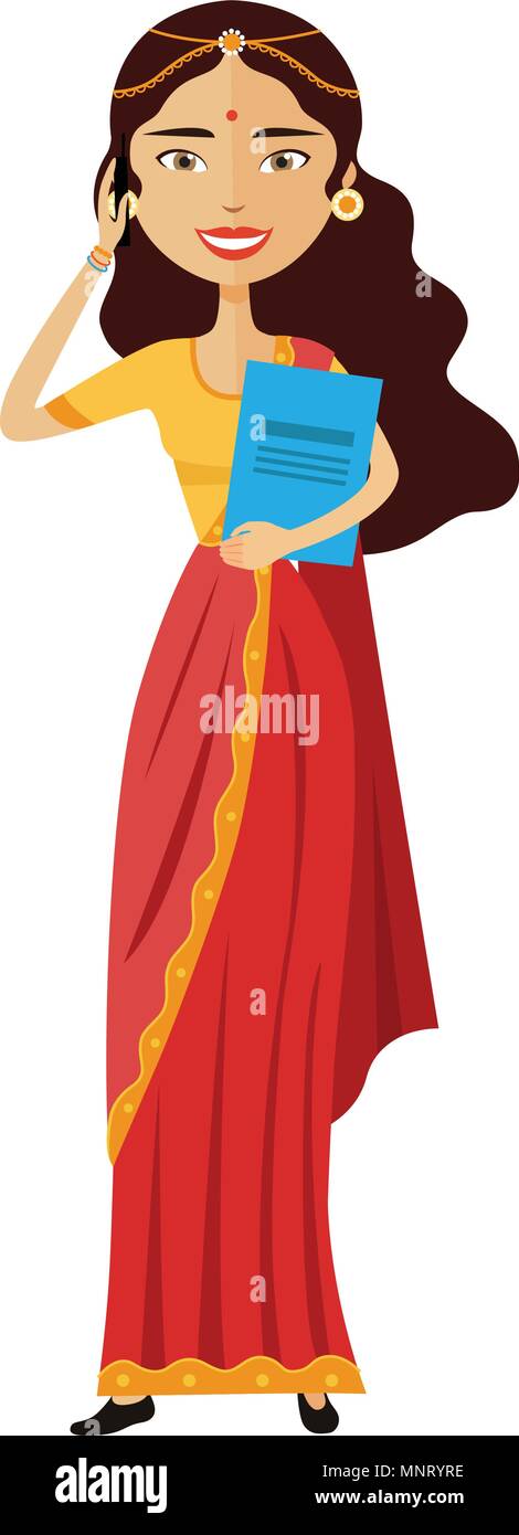 Happy indian woman cartoon standing hi-res stock photography and images -  Alamy