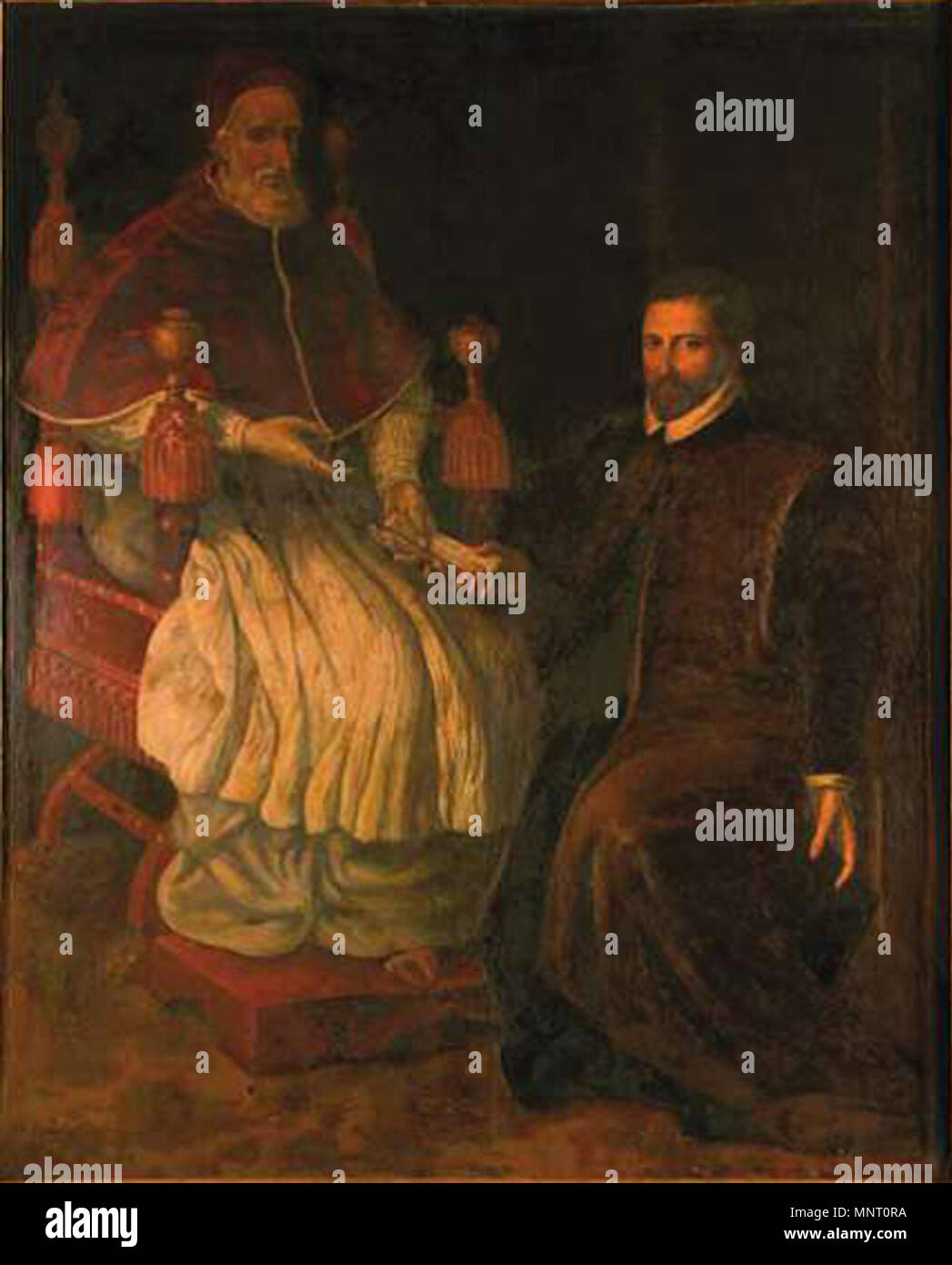 . Italiano: Papa Pio V Ghislieri con il conte Teodosio Fiorenzi. 16th century. Unknown 959 Papa Pio V Ghislieri con il conte Teodosio Fiorenzi Stock Photo