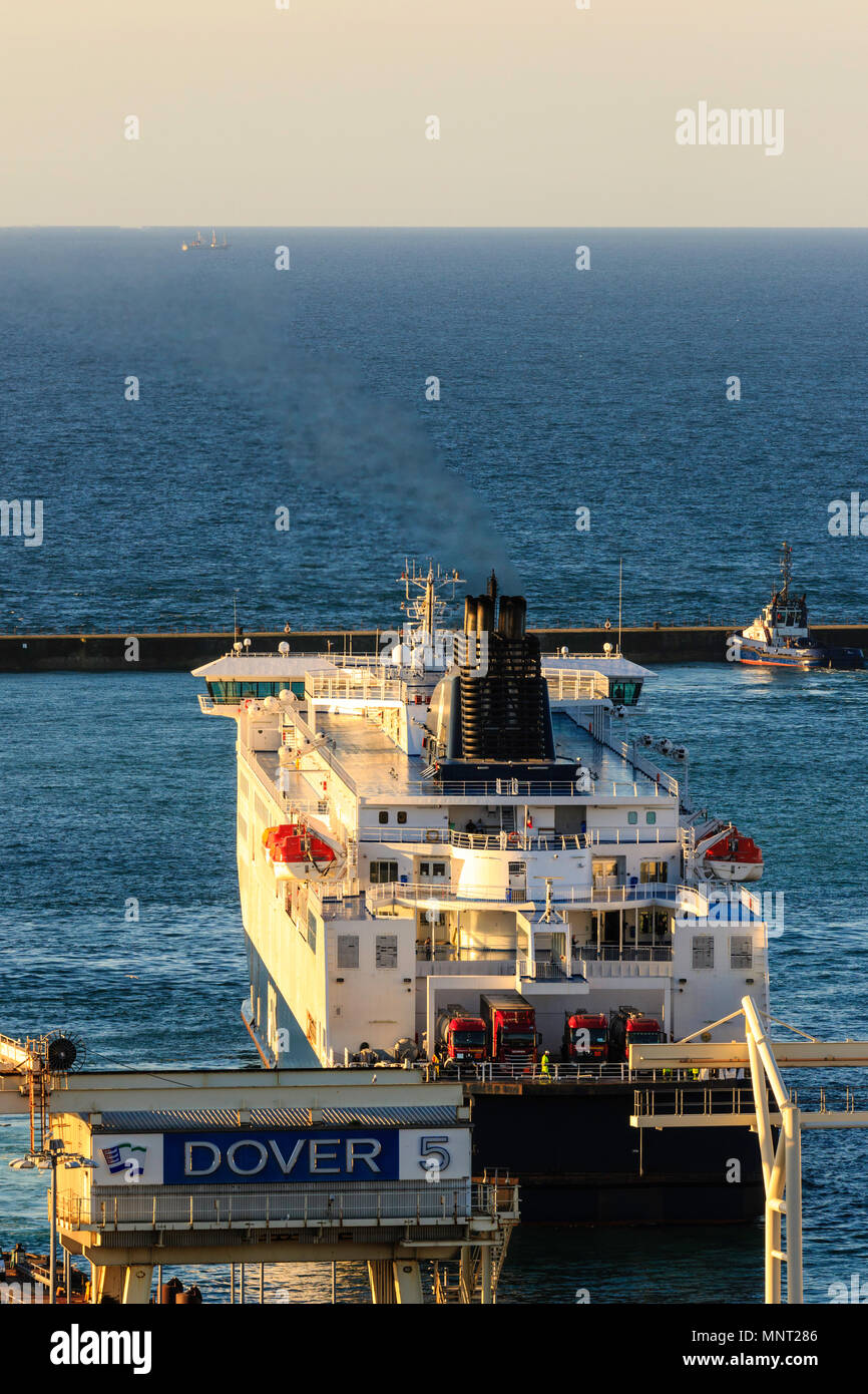 England, Dover harbour. DFDS 'Cote des Flandres' car ferry docking