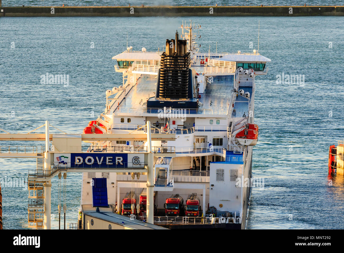 England, Dover harbour. DFDS 'Cote des Flandres' car ferry docking