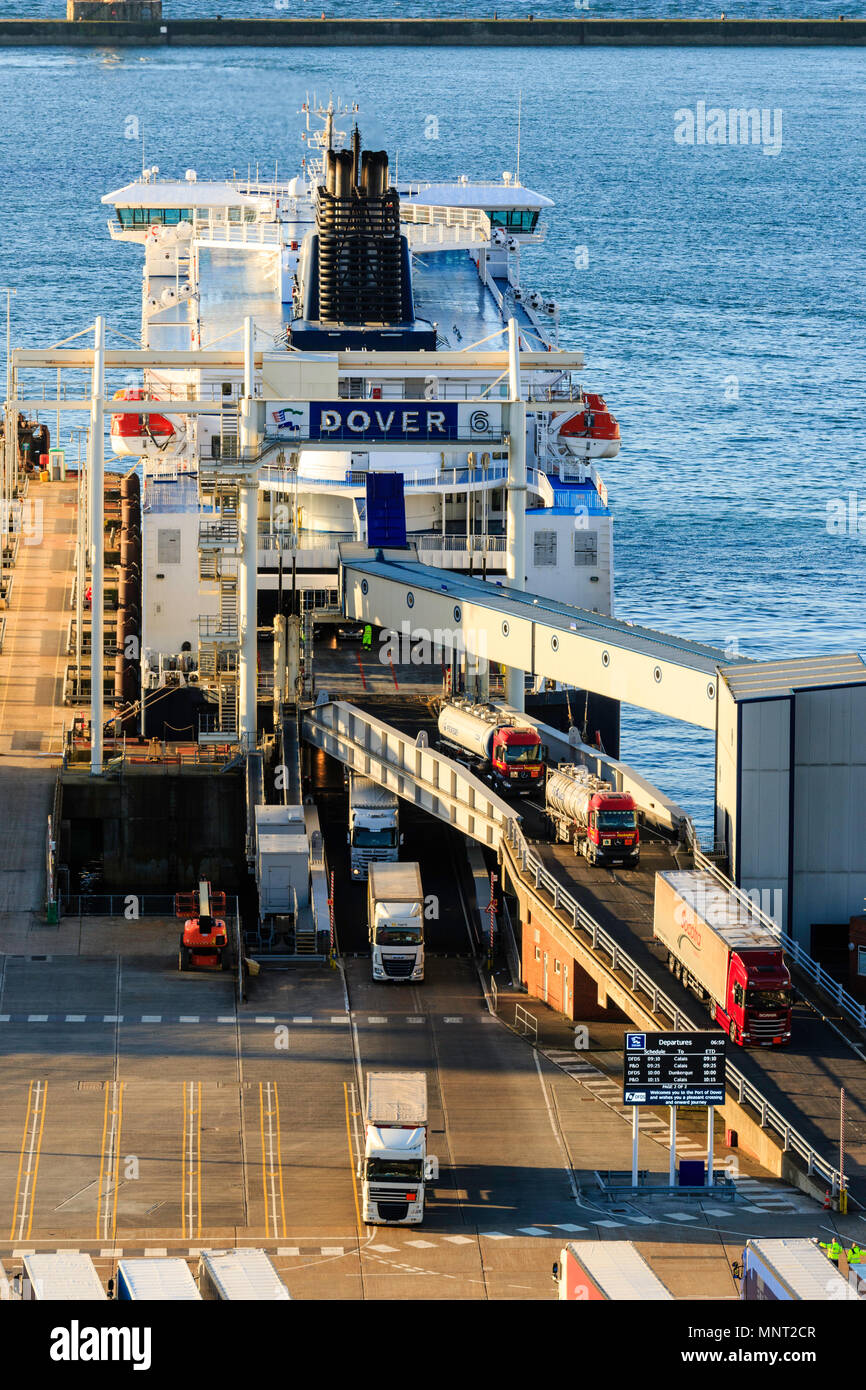 England, Dover harbour. DFDS 'Cote des Flandres' car ferry at terminal