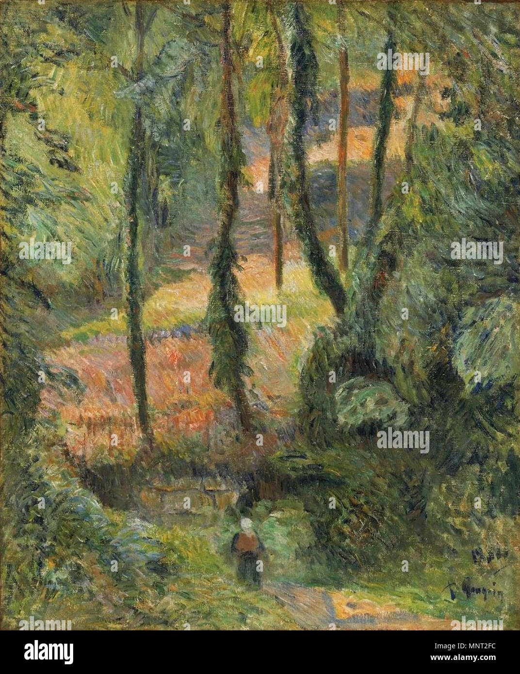 French: Chemin creux dans une pente boisée, ou Sous-bois Sunken Path, Wooded Rise, or Forest Interior   1884.   965 Paul Gauguin - Sous-Bois Stock Photo