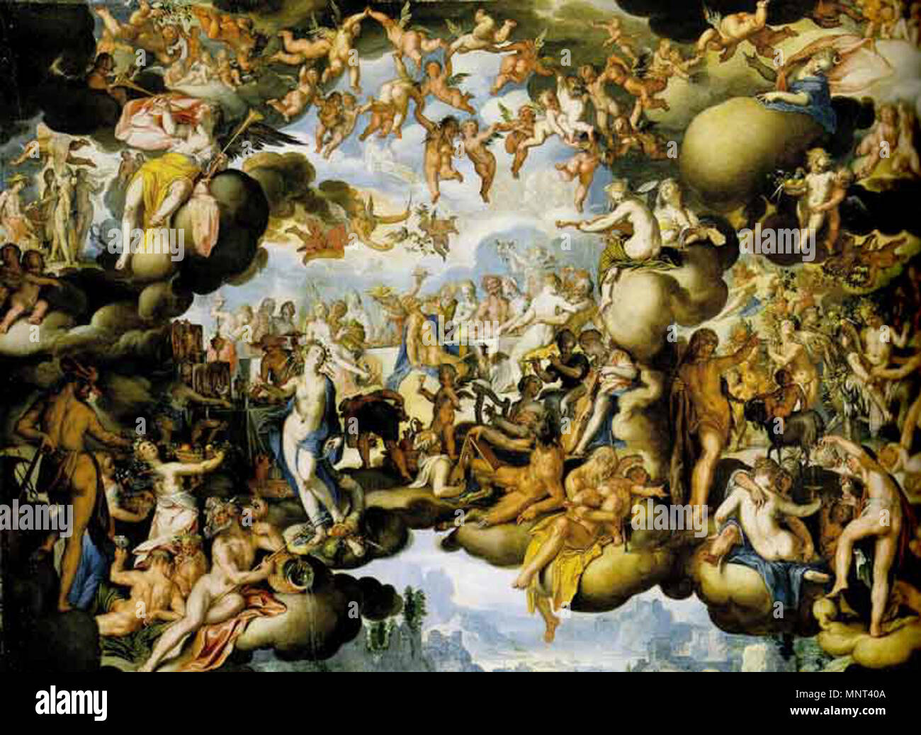 . English: Wedding of Peleus and Thetis, Joachim Wtewael (1566 - 1638), 1602 Oil on copper, Herzog Anton Ulrich-Museum, Braunschweig. Adapted from an engraving by Hendrik Goltzius. 1602.   Joachim Wtewael  (1566–1638)     Alternative names Joachim Uytewael, Joachim Uyttewael, Joachim Wtenwael, Joachim Antonisz. Wtewael, Joachim Wttewael, Joachim Tonisz. Wttewaal  Description Dutch painter and draughtsman  Date of birth/death 1566 1 August 1638  Location of birth/death Utrecht Utrecht  Work location Padua (1586-1590), France (1590-1592), Utrecht (1592-1638)  Authority control  : Q541644 VIAF: 6 Stock Photo