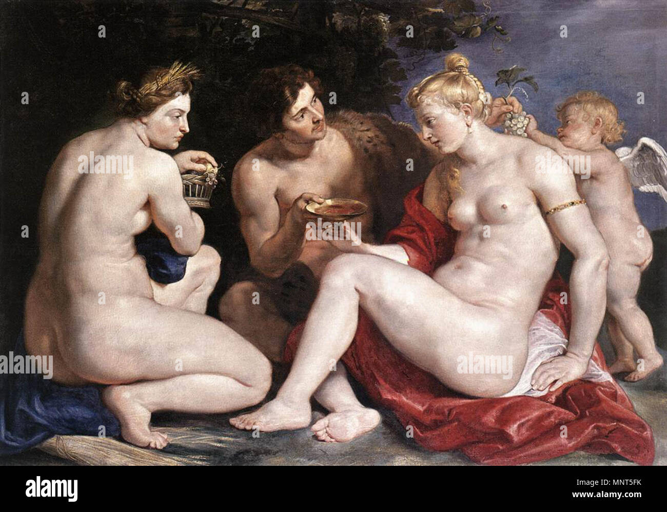 Venus, Cupid, Bacchus  and Ceres   between 1612 and 1613.   977 Peter Paul Rubens - Venus, Cupid, Baccchus and Ceres - WGA20283 Stock Photo