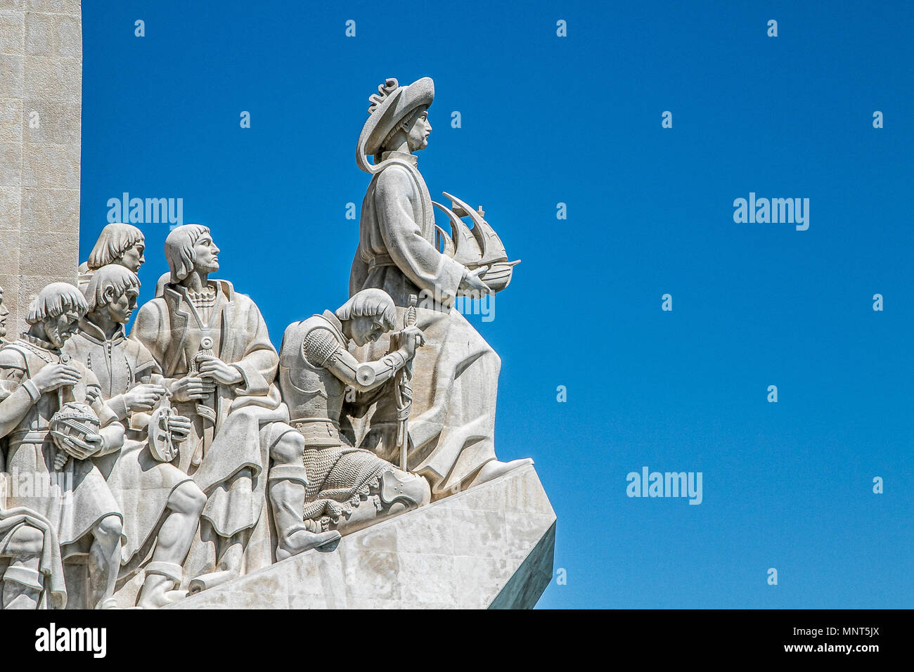 Lisbon, Portugal, May 5, 2018: Monument to the Discoveries, depicting Henry the Navigator and other prominent figures from Portugal's Age of Discovery Stock Photo