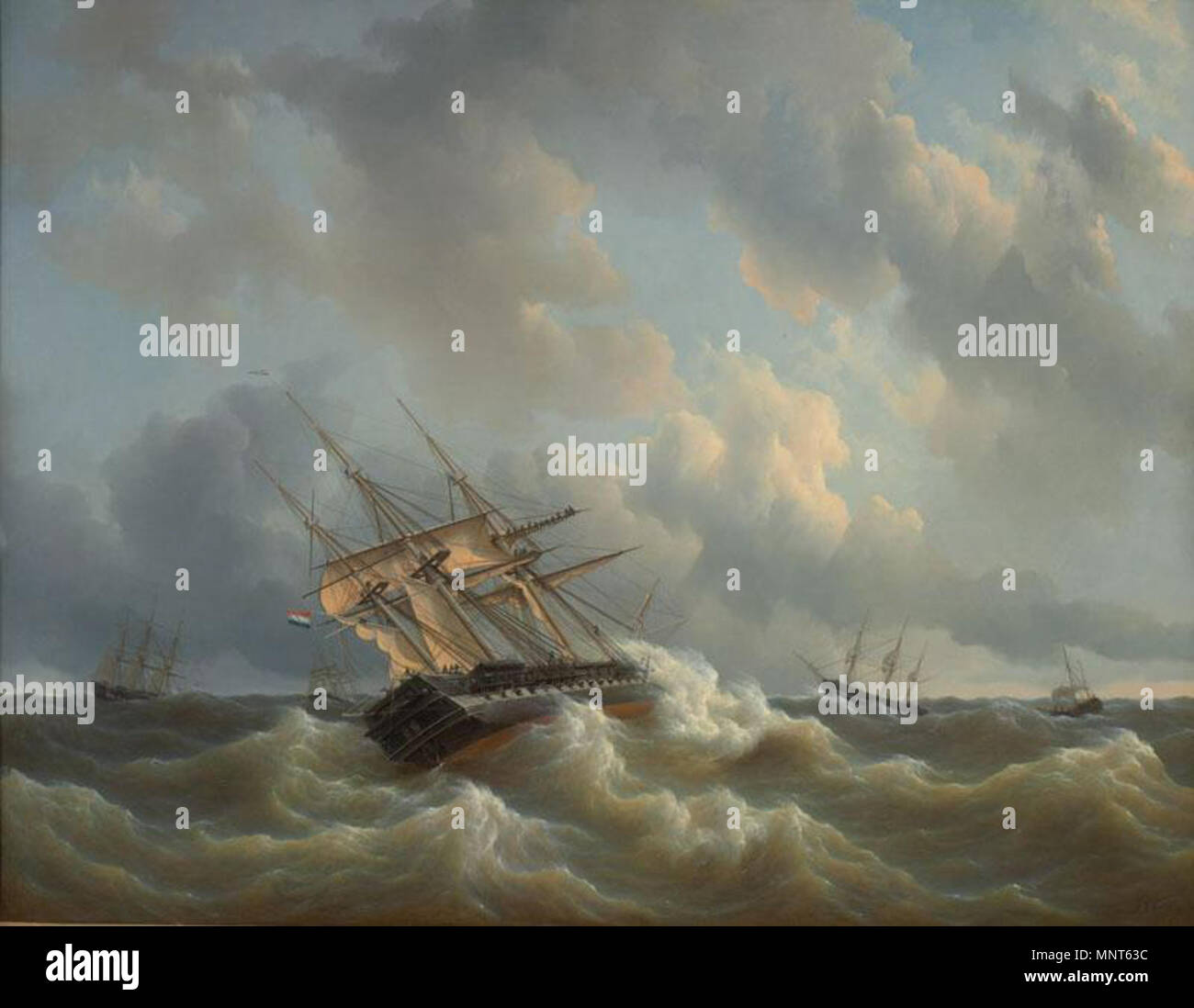 The squadron of HRH Prince William Frederick Henry of the Netherlands in the English Channel in bad weather, October 1843  1843.   979 Petrus Johannes Schotel 001 Stock Photo