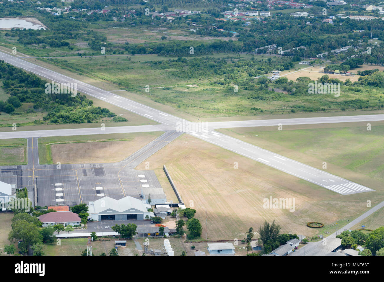 Wing 5 airforce base landing strip, Khao Lommuak peninsula near Prachuap Khiri Khan, Thailand Stock Photo