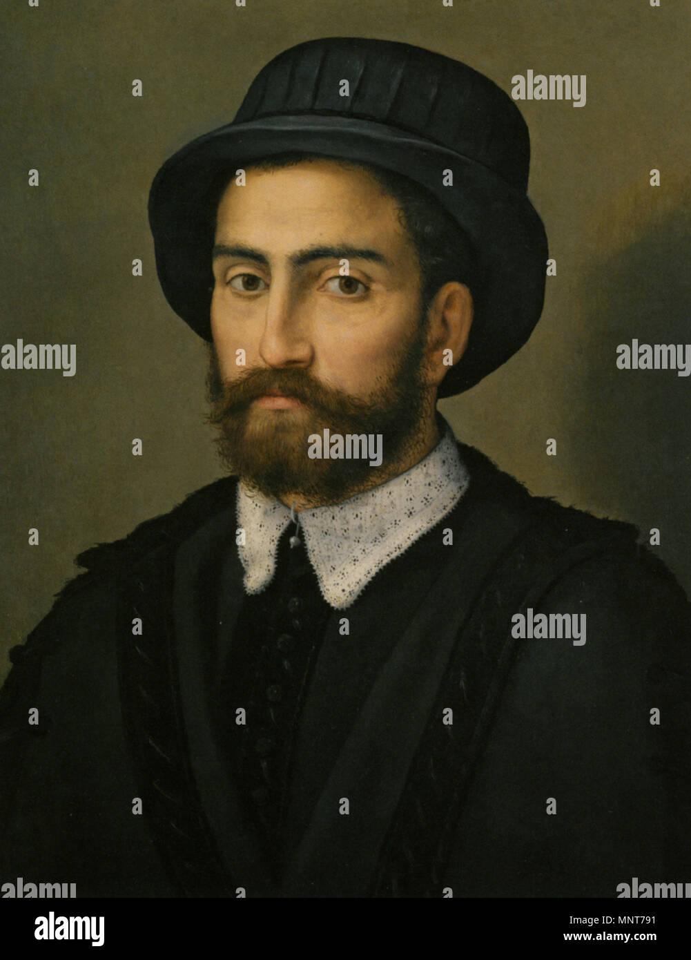 Pier Francesco Foschi - Ritratto di un busto uomo che indossa un cappotto  nero e cappello Stock Photo - Alamy, image size:1001x1390