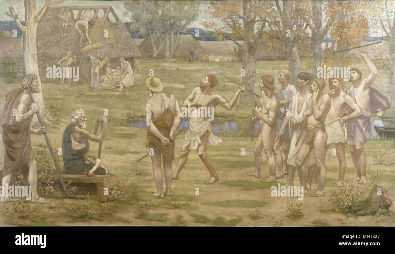 Pierre Puvis de Chavannes (French, 1824-1898). ''Ludus Pro Patria',' 1883. oil on canvas. Walters Art Museum (37.16): Acquired by Henry Walters, between 1897 and 1909. 37.16 988 Pierre Puvis de Chavannes - &quot;Ludus Pro Patria&quot; - Walters 3716 Stock Photo