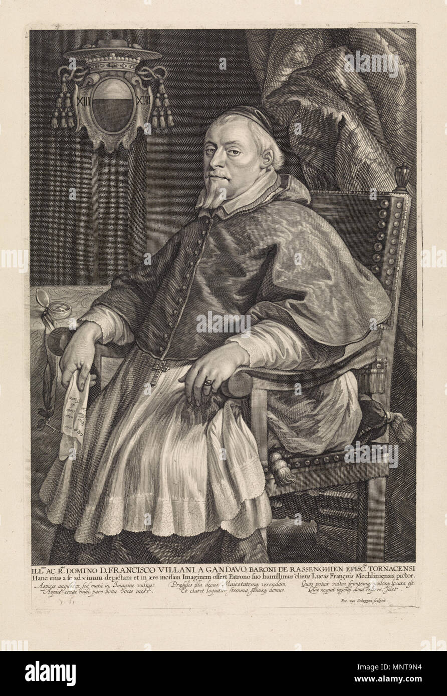 994 Pieter van Schuppen - Portrait of François Villain, Bishop of Tournai Stock Photo