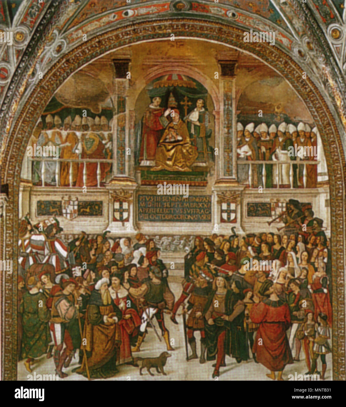 Coronation of Pius III . Pinturicchio, incoronazione di Pio III, 1503-1508, duomo di siena . between 1500 and 1501.   999 Pinturicchio, incoronazione di Pio III, 1503-1508, duomo di siena Stock Photo