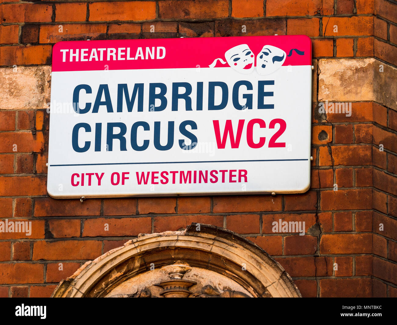 Soho Street Signs Series - Cambridge Circus - London's Soho district Street Signs Stock Photo