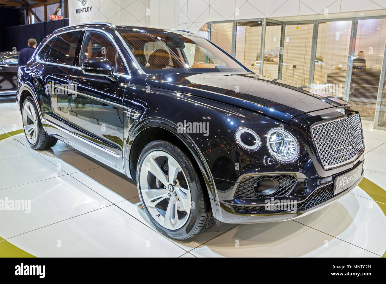 BRUSSELS - JAN 12, 2016: Bentley Bentayga exclusive SUV car showcased at the Brussels Motor Show. Stock Photo