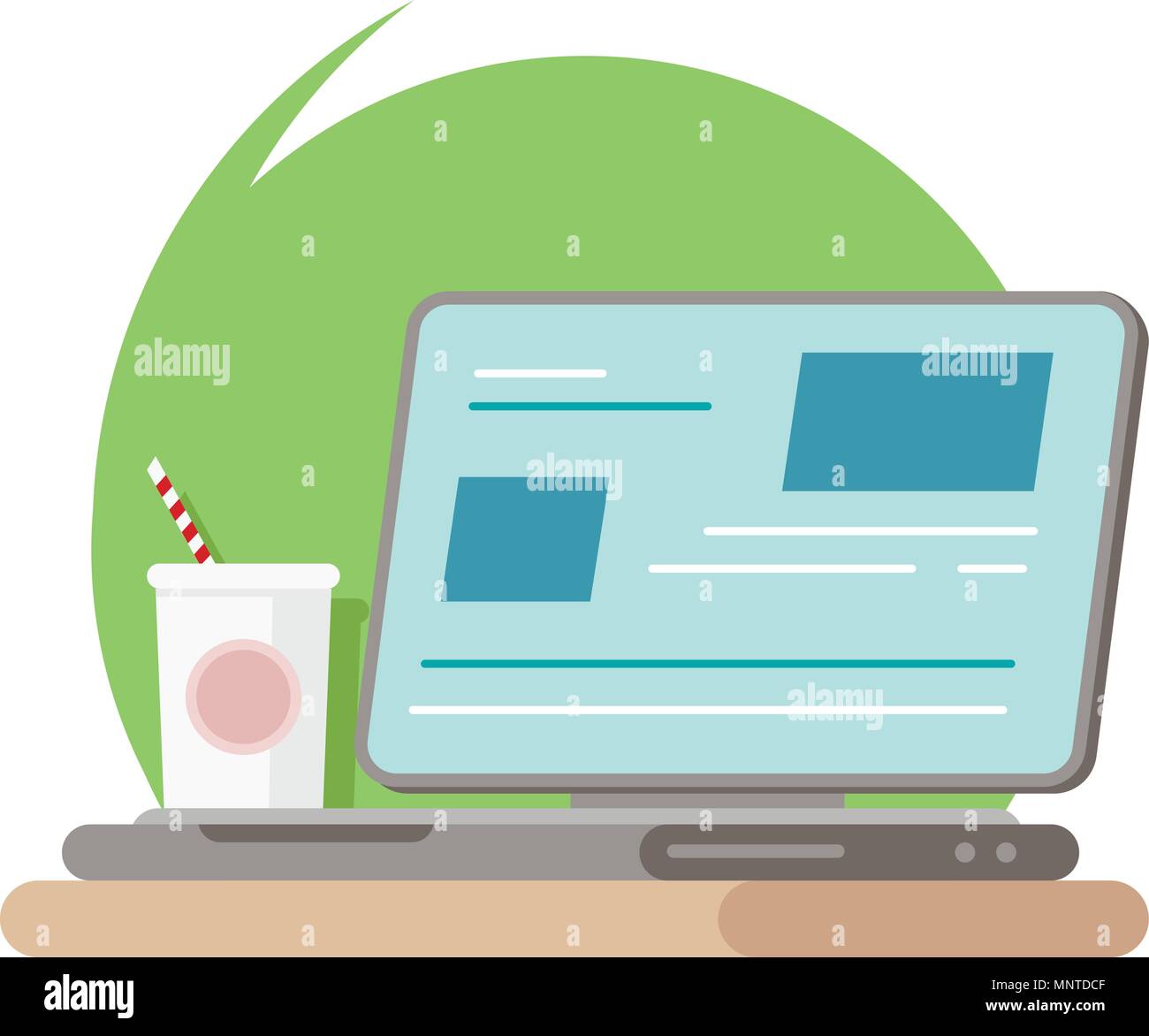 Work smart with technology on desktop business lifestyle in flat ...