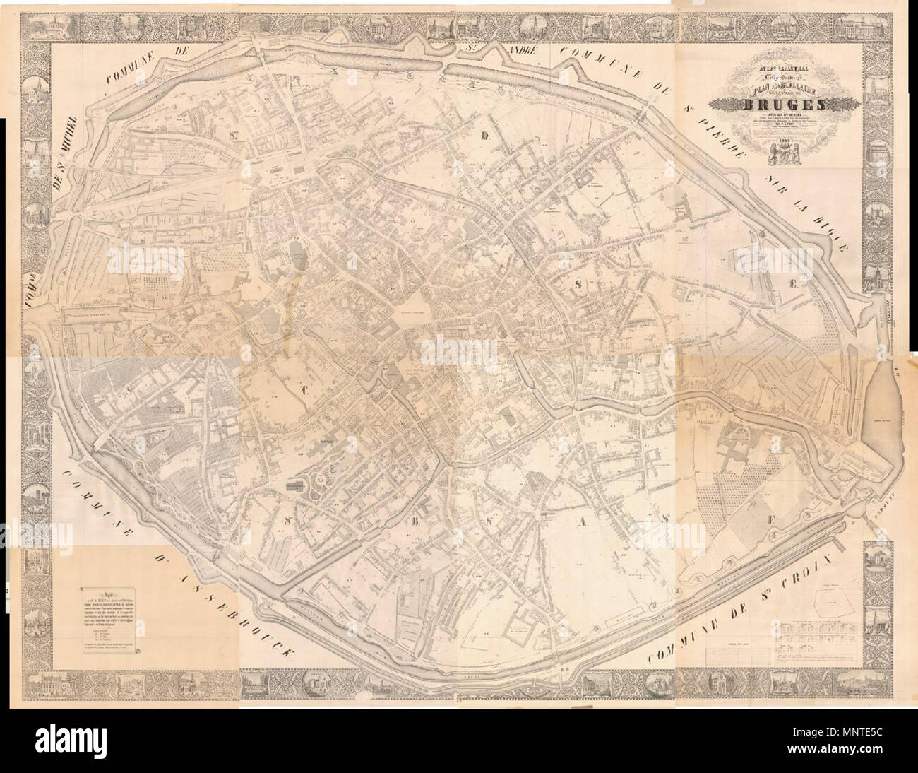 . English Plan parcellaire de la ville de Bruges, 1865, Belgium.png