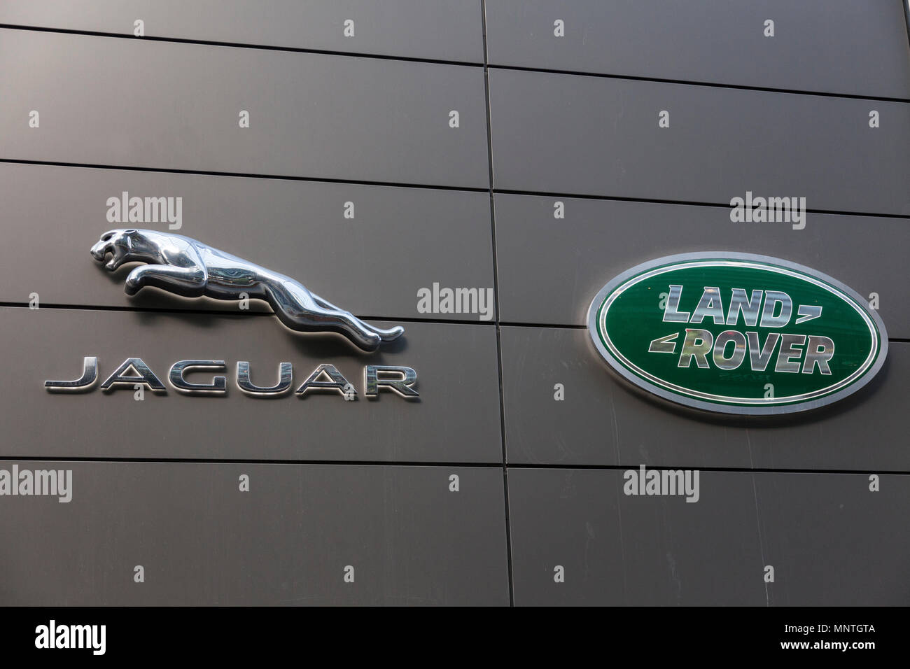 Jaguar Land Rover showroom at Westfield, Stratford in London Stock Photo