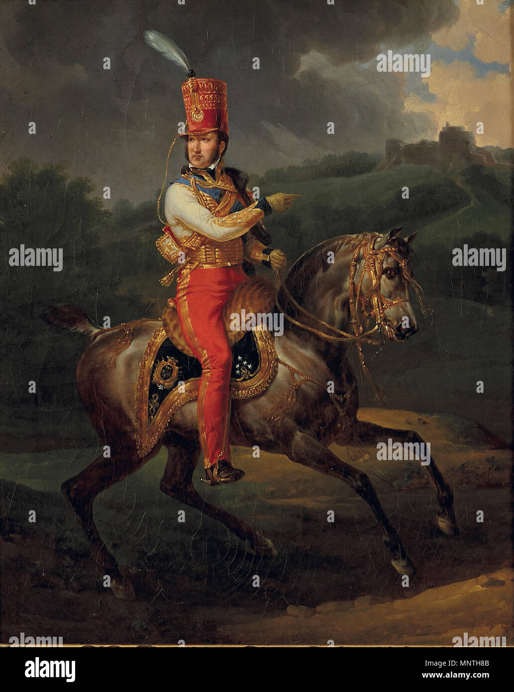 1022 Portrait équestre de Duc d'Orléans Louis Philippe en uniforme de Colonel-Général des hussards Stock Photo