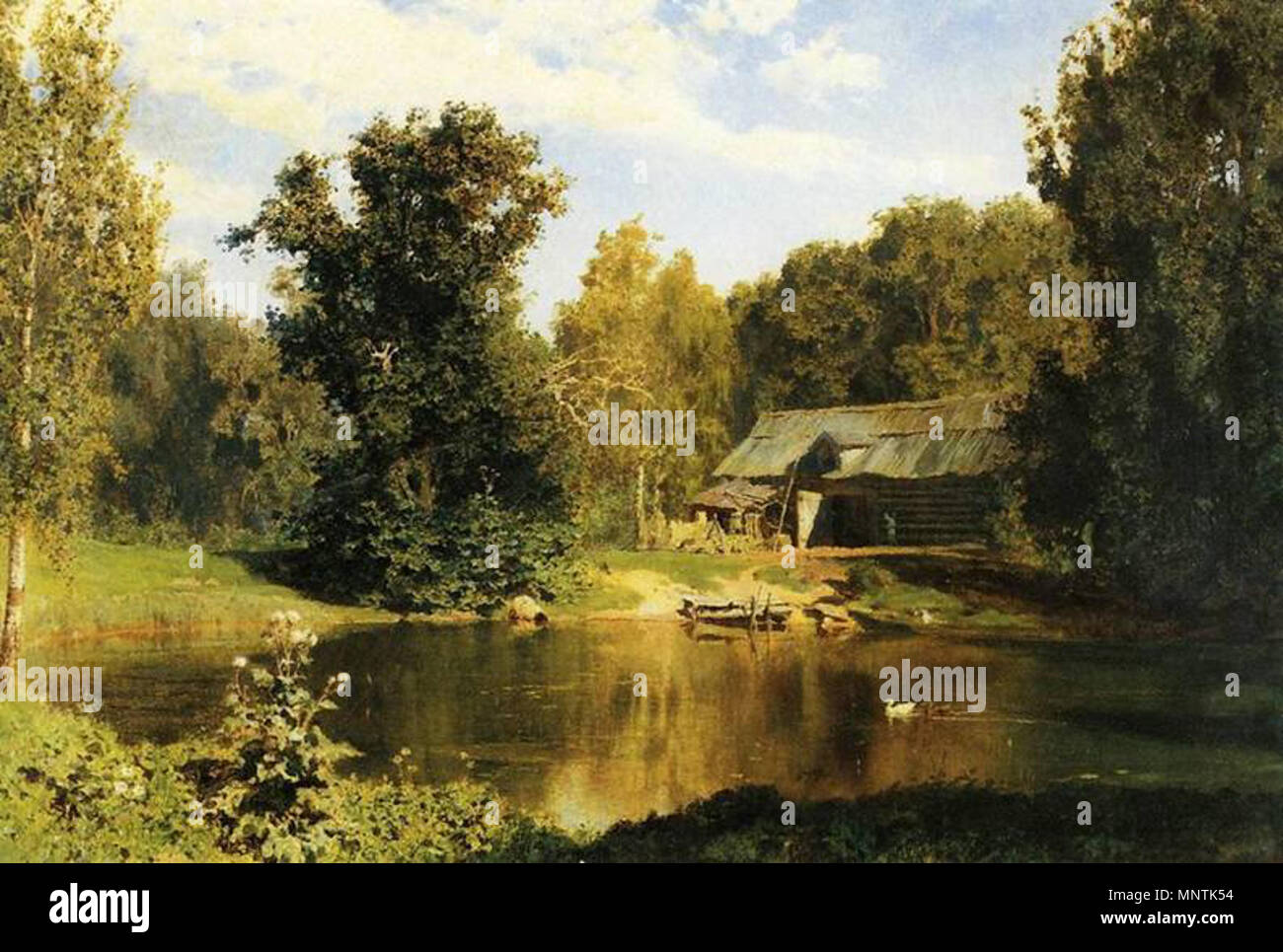 . English: Prud v Abramceve (lit. 'Pond in Abramtsevo') by Vasiliy Polenov. 1883.   Vasily Polenov  (1844–1927)     Alternative names Василий Дмитриевич Поленов Wassilij Dimitriewitsch Polenow  Description Russian painter  Date of birth/death 1 June 1844 18 July 1927  Location of birth/death Saint Petersburg Gut Borok (heute Polenowo, Bezirk Tula)  Work location Moscow; Veules-les-Roses  Authority control  : Q318393 VIAF: 12576820 ISNI: 0000 0001 1021 3235 ULAN: 500020960 LCCN: n81080642 MusicBrainz: f2645792-560a-4c66-b2e6-9d8ed795057a WorldCat 1031 Prud v Abramceve by Vasiliy Polenov Stock Photo