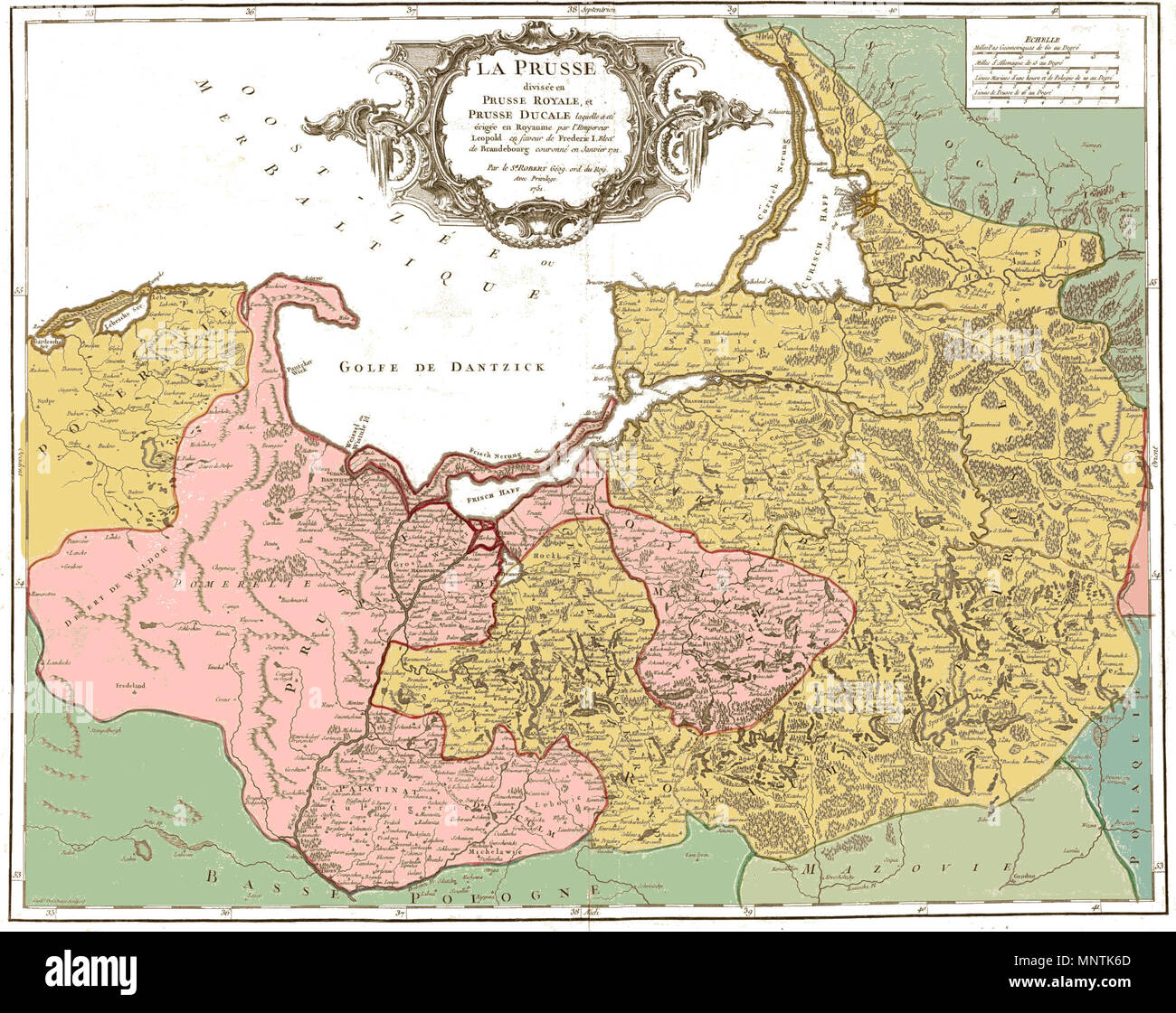 . Map of Prussia in 1751, with Royal Prussia (Polish) shown in pink and