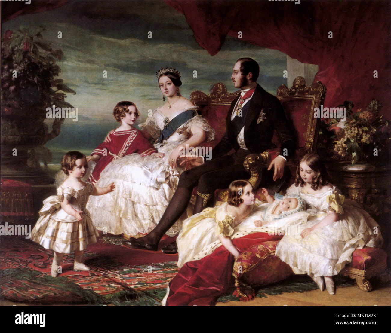 .  Portrait of Queen Victoria, Prince Albert, and their children     This PNG image has a thumbnail version at File: Queen Victoria, Prince Albert, and children by Franz Xaver Winterhalter.jpg. Generally, the thumbnail version should be used when displaying the file from Commons, in order to reduce the file size of thumbnail images. Any edits to the image should be based on this PNG version in order to prevent generational loss, and both versions should be updated. See here for more information. Deutsch | English | suomi | français | македонски | മലയാളം | português | русский | +/−   . 1846.    Stock Photo