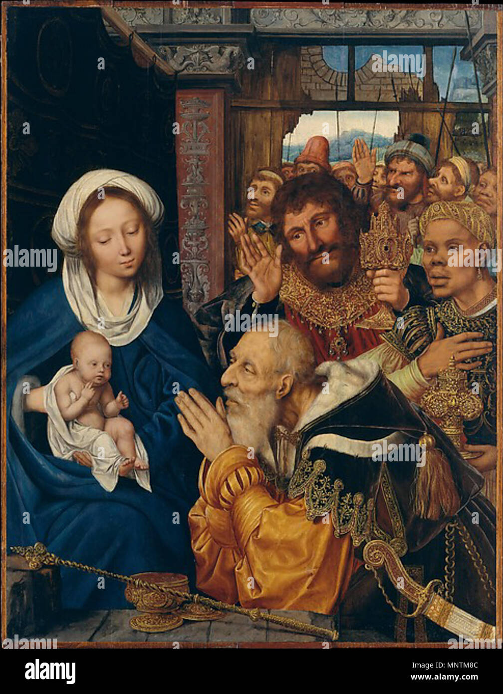 English: Adoration of the Mag   1526.   1035 Quentin Massys - Adoration of the Magi Stock Photo