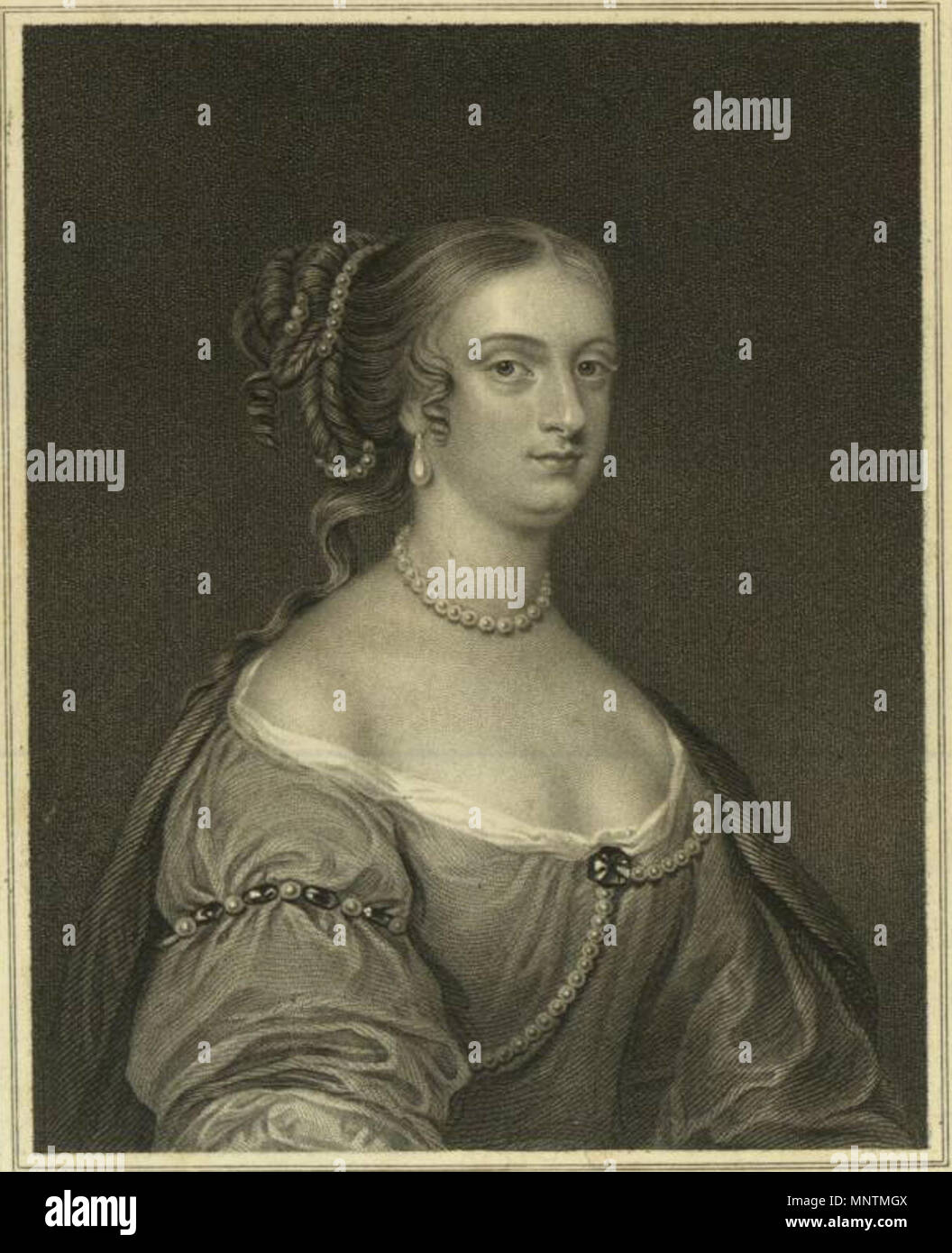 . Portrait of Rachel Wriothesley, Lady Russell. Engaved by John Cochran after a portrait by Samuel Cooper. Engraving, mid-19th century; portrait, 17th century.    John Cochran (active 1821-1865)     Description Scottish miniaturist and engraver    After Samuel Cooper  (1609–1672)     Alternative names Samuel Cowper  Description English portrait painter, draughtsman, aquarellist and miniaturist brother of Alexander Cooper  Date of birth/death 1608 or 1609 5 May 1672  Location of birth/death London London  Authority control  : Q1382316 VIAF: 54942268 ISNI: 0000 0001 1646 3841 ULAN: 500115383 LCC Stock Photo
