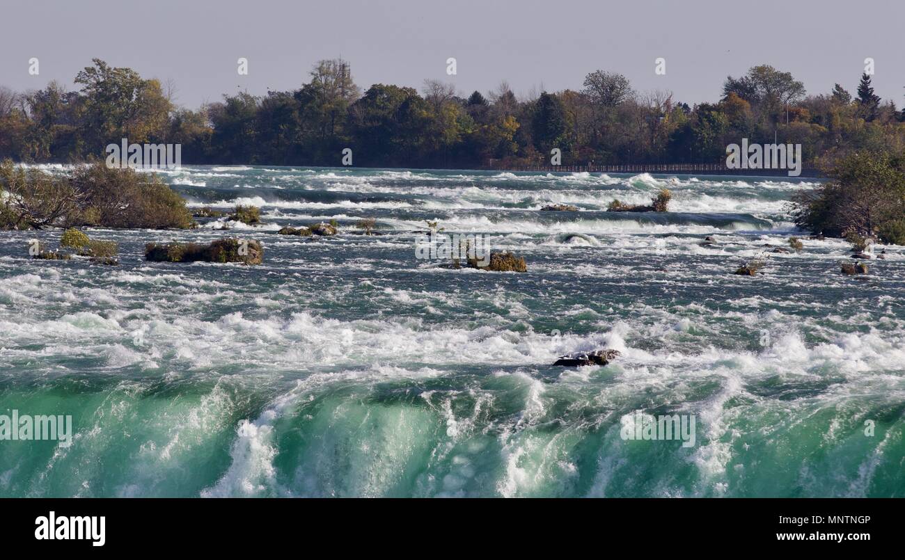 Image of a powerful Niagara waterfall in autumn Stock Photo