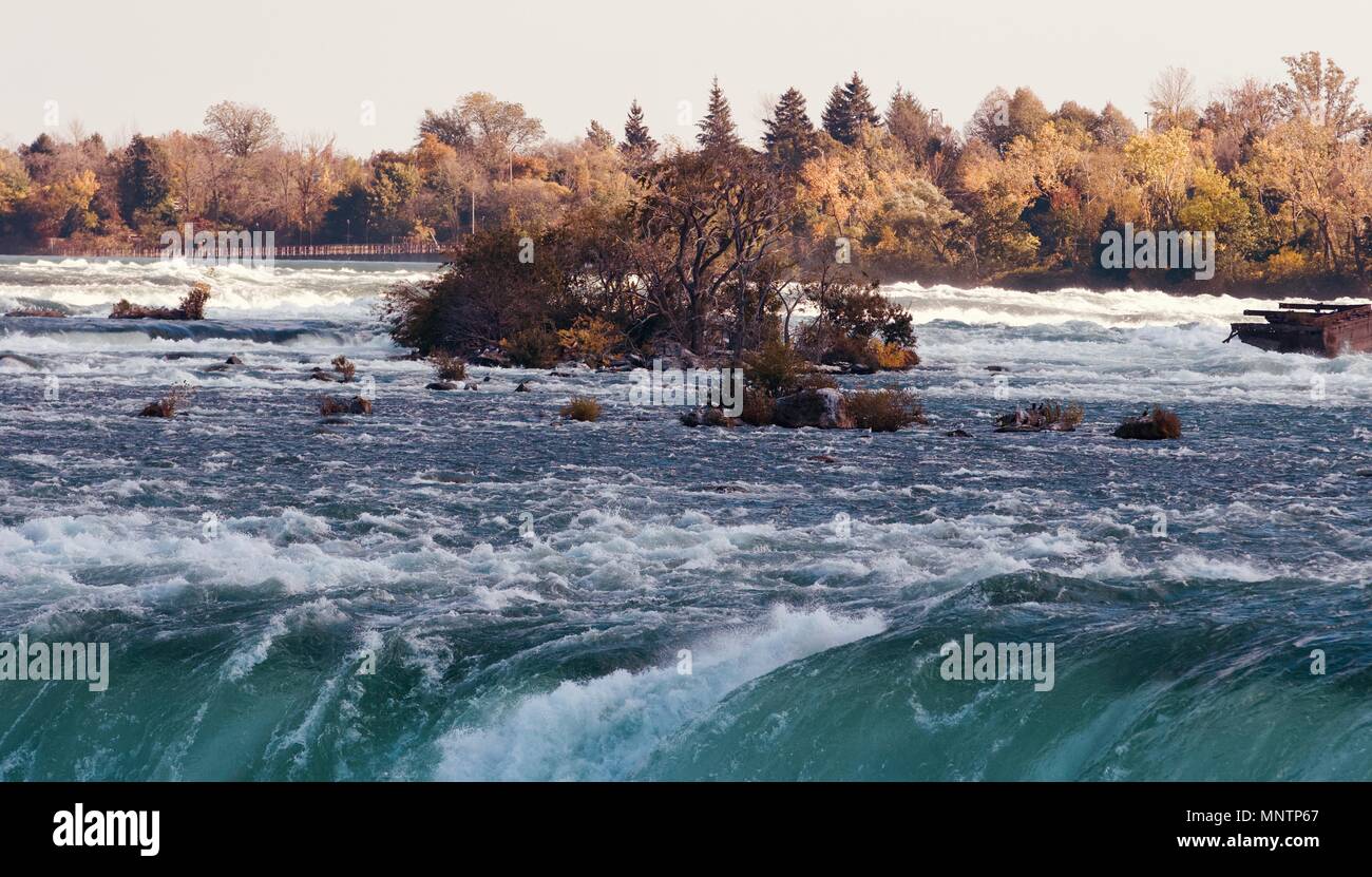 Postcard with an amazing Niagara river at fall Stock Photo